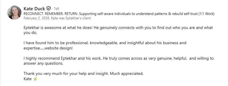 LinkedIn recommendation from Kate Duck