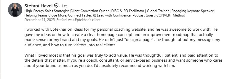 LinkedIn recommendation from Stefani Havel