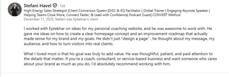 LinkedIn recommendation from Stefani Havel
